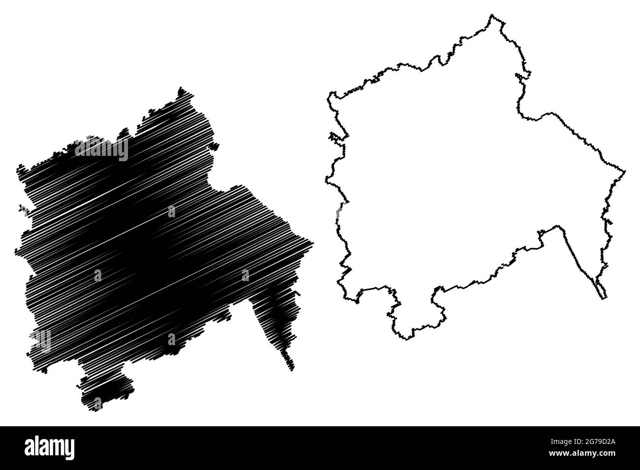 Landkreis Hameln-Pyrmont (Bundesrepublik Deutschland, Landkreis, Bundesland Niedersachsen) Kartenvektordarstellung, Scribble-Skizze Hameln Pyrmont m Stock Vektor
