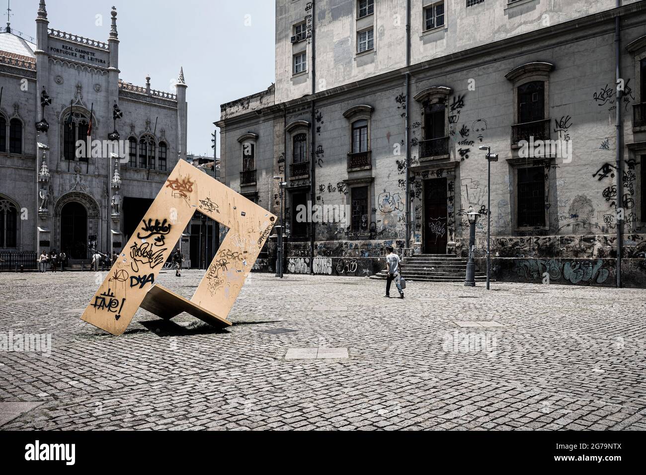 Vor dem Königlich Portugiesischen Kabinett von Reading oder Real Gabinete Portugus da Leitura. Es hat die größte und wertvollste Literatur des Portugiesischen außerhalb Portugals. Rio de Janeiro, Brasilien Stockfoto