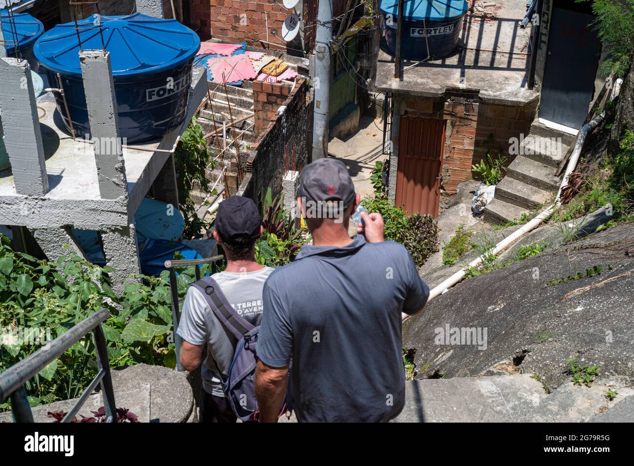 Im Inneren von Favela Vidigal, Rio de Janeiro, Brasilien Stockfoto
