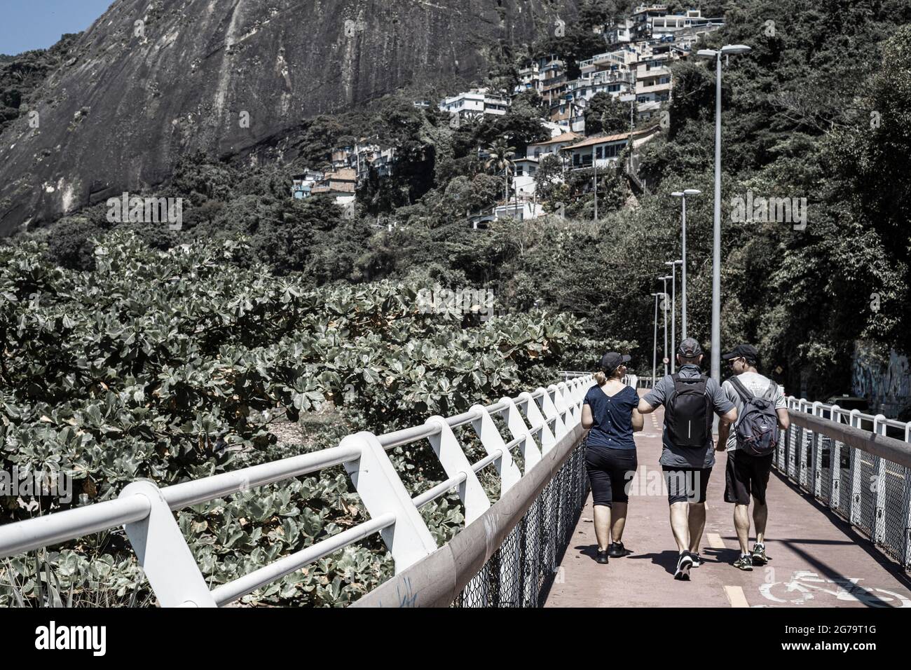Ein Spaziergang zur Favela vidigal in Rio de Janeiro Stockfoto