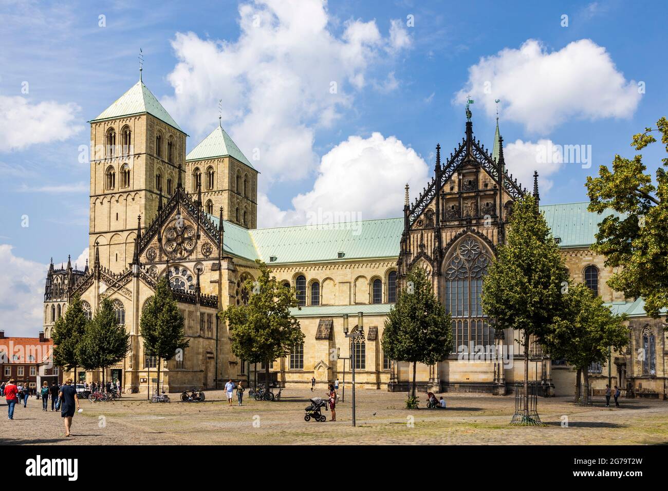 Münster oder St.-Paulus-Dom, Domkirche, Domplatz, Münster, Nordrhein-Westfalen, Deutschland, Europa Stockfoto