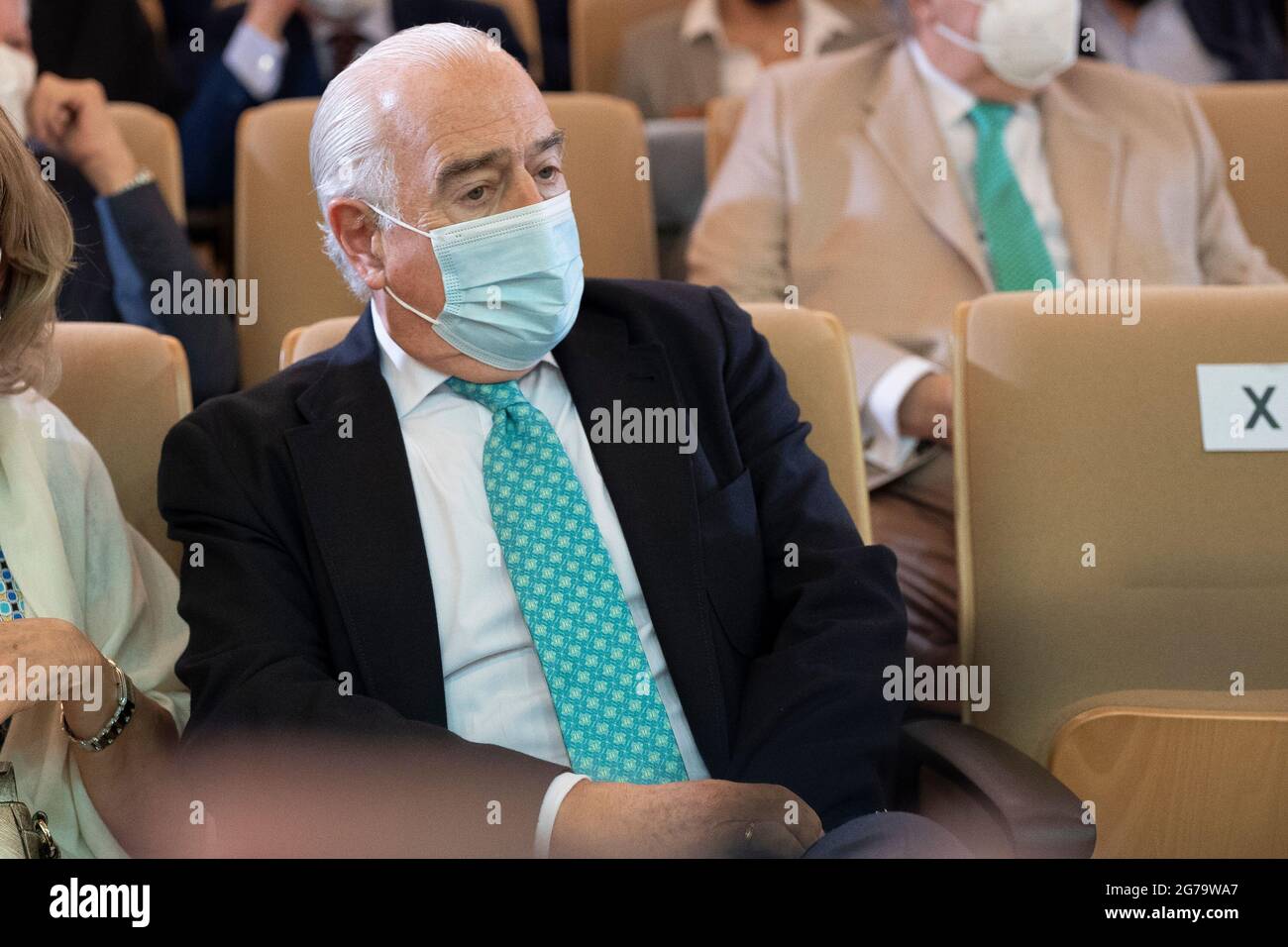 Madrid, Spanien. Juli 2021. Andrs Pastrana während der Präsentation des Buches "Woher kommen wir und wohin gehen wir? (ÀDe donde venimos y hacia donde vamos?) Von Antonio Ledezma in Madrid. Kredit: SOPA Images Limited/Alamy Live Nachrichten Stockfoto