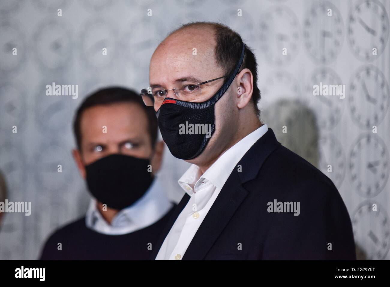 São PAULO, SP - 12.07.2021: LANÇAMENTO DE PROJETOS da Educação SP - der Sekretär für Bildung, Rossieli Soares, nimmt an der Einführung neuer pädagogischer Projekte im Bildungswesen, an diesem Montag, (12) im Memorial da América Latina, Auditorium Simón Bolívar Teil. (Foto: Roberto Casimiro/Fotoarena) Stockfoto