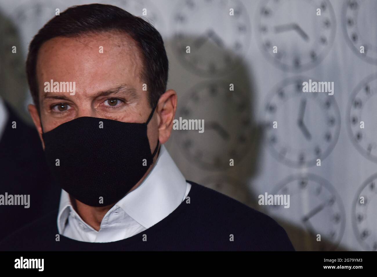 São PAULO, SP - 12.07.2021: LANÇAMENTO DE PROJETOS da Educação SP - João Doria, (PSDB) Gouverneur von São Paulo, beteiligt sich an der Einführung neuer pädagogischer Projekte im Bildungsbereich, am Montag (12) im Memorial da América Latina, Auditorium Simón Bolívar. (Foto: Roberto Casimiro/Fotoarena) Stockfoto