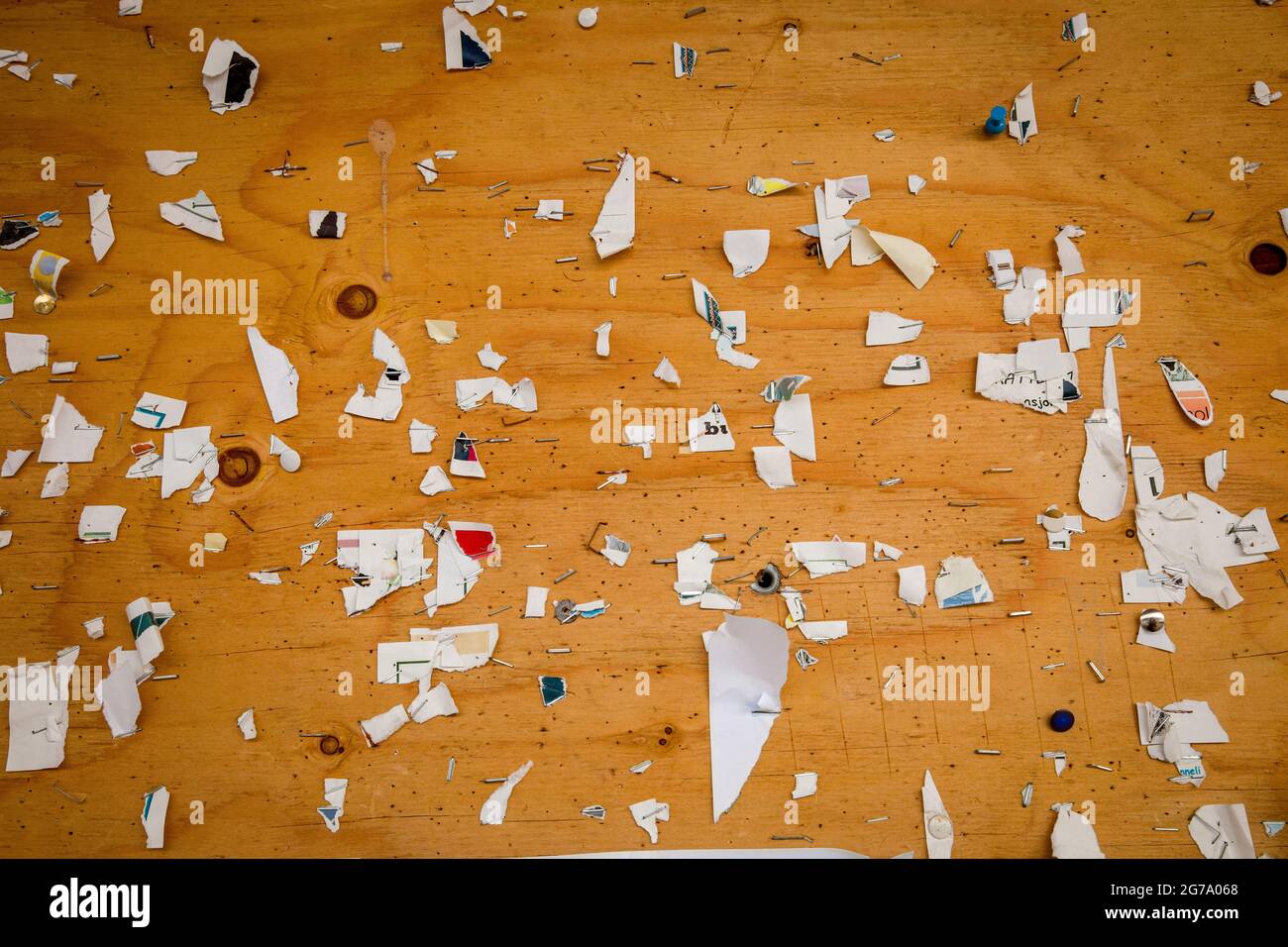 Pinnwand, Notiz, Tafel, Informationen, Reste Stockfoto