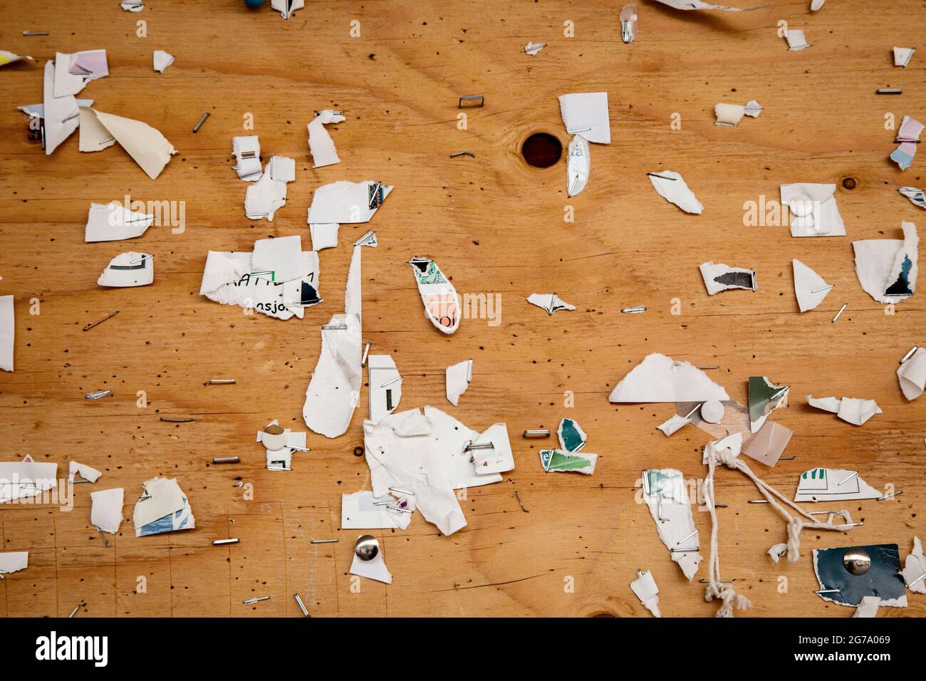 Pinnwand, Notiz, Tafel, Informationen, Reste Stockfoto