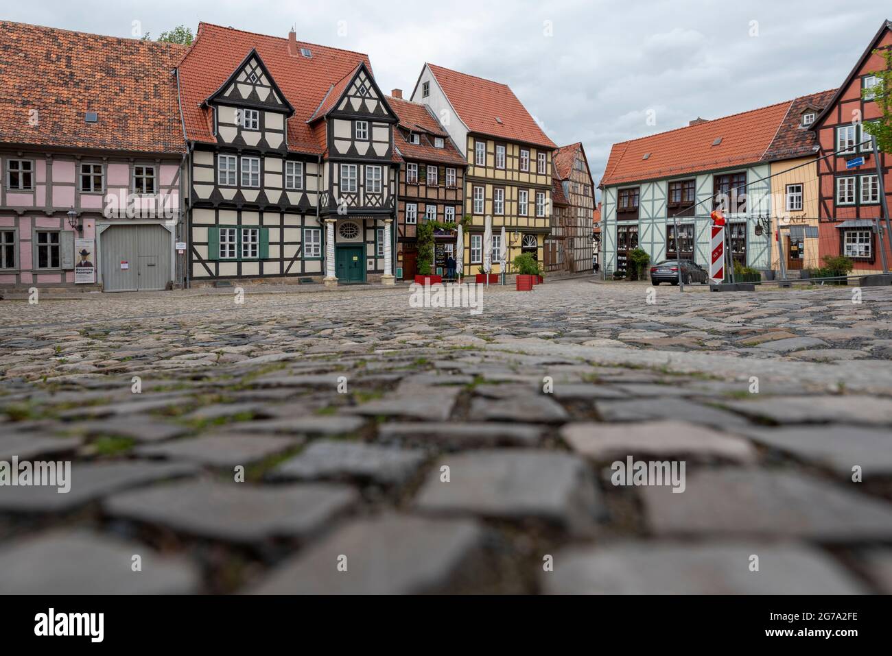 Deutschland, Sachsen-Anhalt, Quedlinburg, historische Fachwerkhäuser am Schlossberg, Klopstock-Haus, UNESCO-Weltkulturerbe Stockfoto