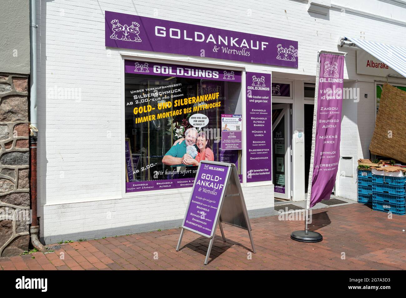 Goldjungs Goldkäufer in Schleswig, Deutschland Stockfoto