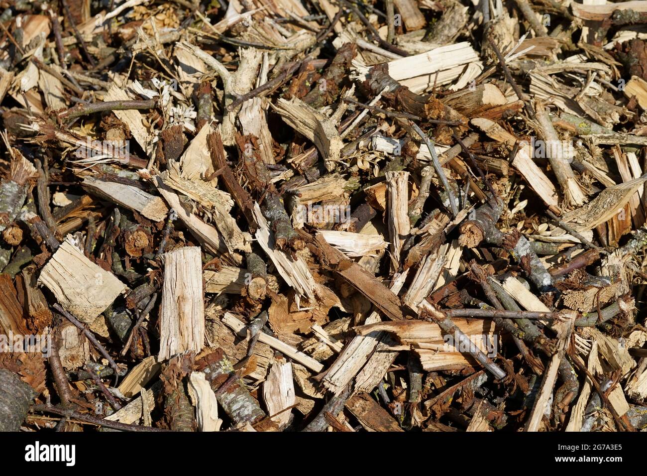 Heizung, Hackschnitzelheizung, Hackschnitzel, Holz, Hackschnitzel, Nahaufnahme Stockfoto