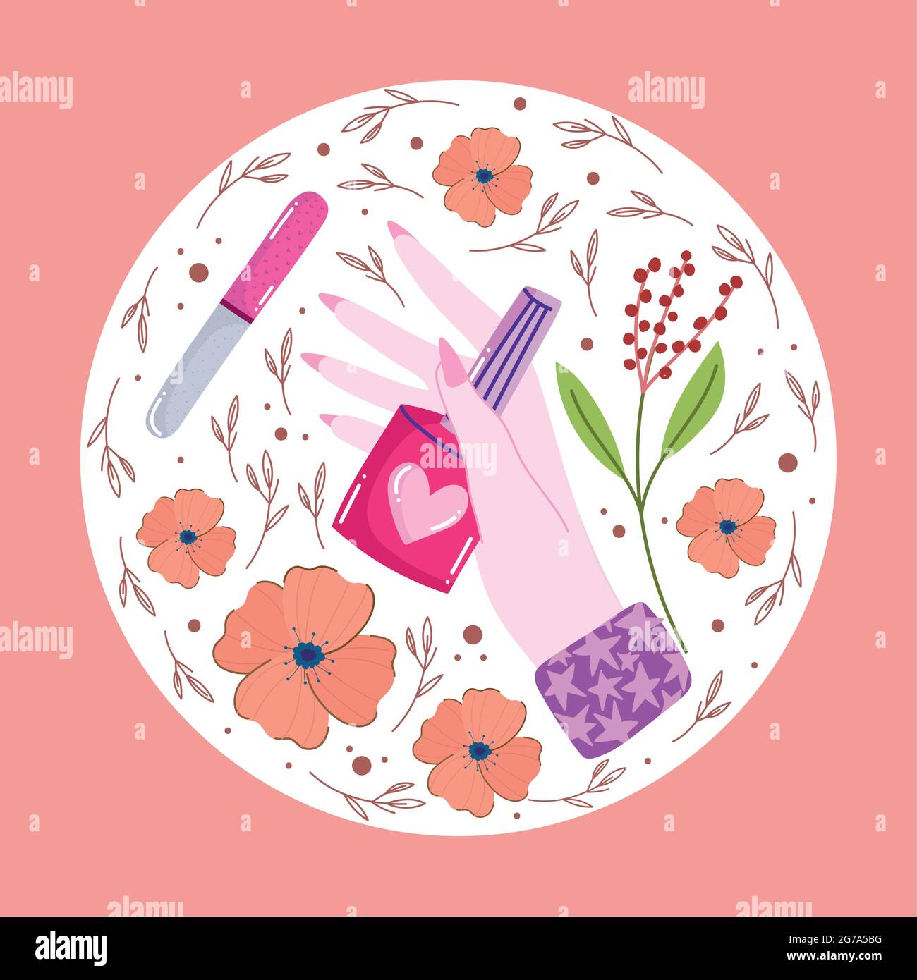 Hand mit Nagellack Stock Vektor