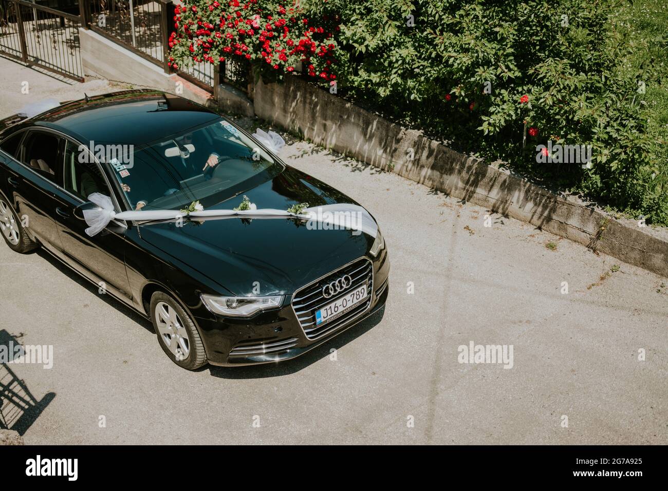 Autodekoration Hochzeit Stockfoto