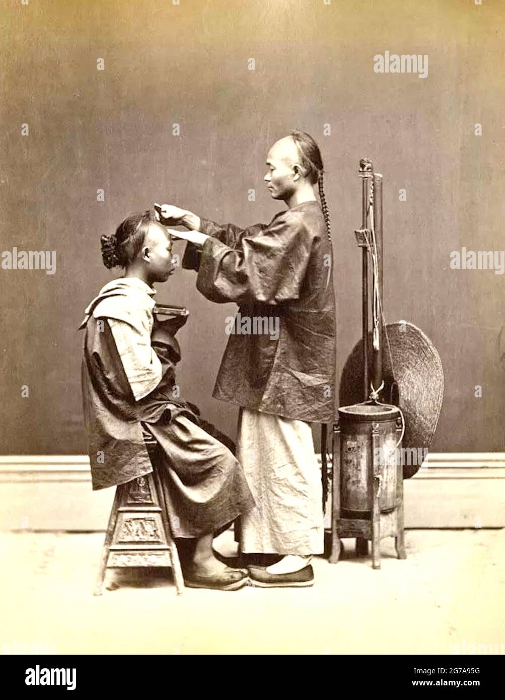 Lai Afong - chinesischer Friseur c1870er Stockfoto