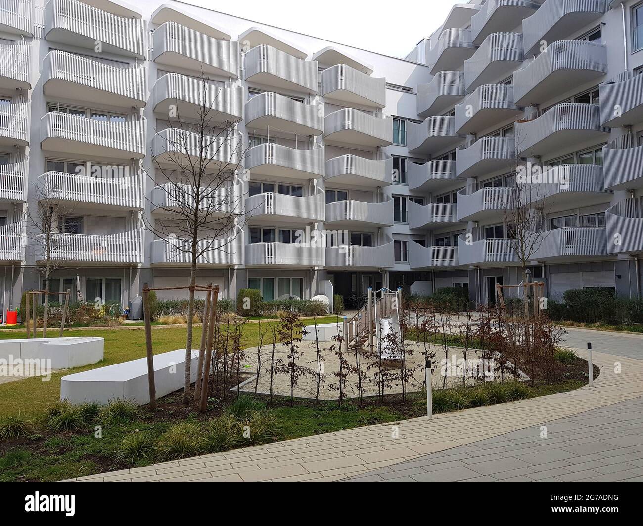 Neubau eines Wohngebäudes in München, Neu-Perlach Stockfoto