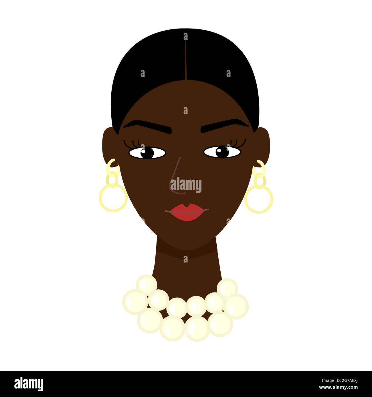 Afroamerikanische Frauengesicht. Avatar für soziale Medien. Flach isoliert. Vektorgrafik Stock Vektor