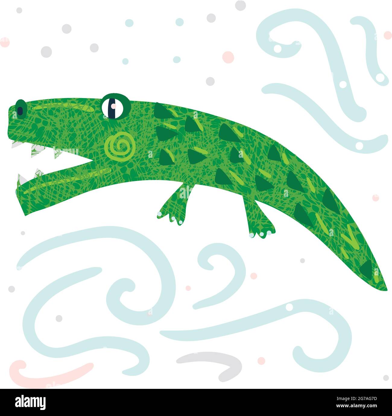 Eine grüne einfache niedliche Alligator Vektor-Illustration Stock Vektor