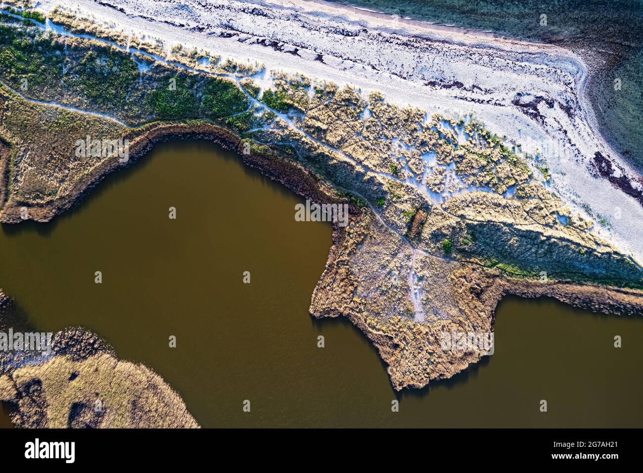 Drohnenbild, Küstenabdruck, Westermarkelsdorf, Insel Fehmarn Stockfoto