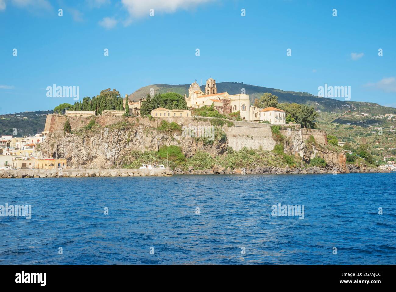 Lipari Town, Lipari Island, Äolische Inseln, Sizilien, Italien Stockfoto