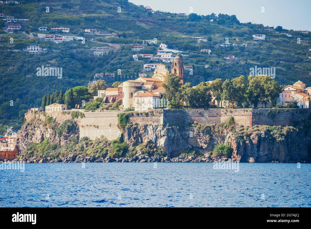 Lipari Town, Lipari Island, Äolische Inseln, Sizilien, Italien Stockfoto