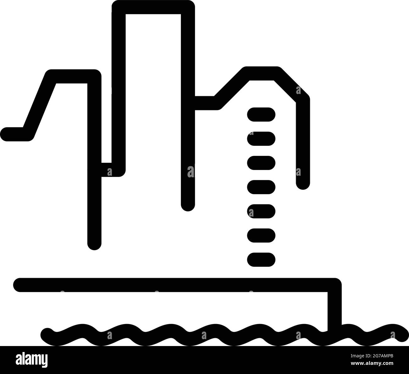 Vektorgrafik für Symbolumrisse am Meer. Strand am Meer. Sommer Ozeanküste Stock Vektor