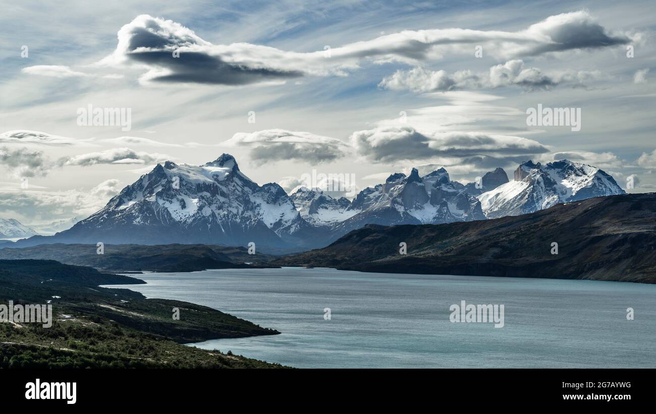 Cerro Paine Grande / Torres del Paine, Torres del Paine, Chile Stockfoto