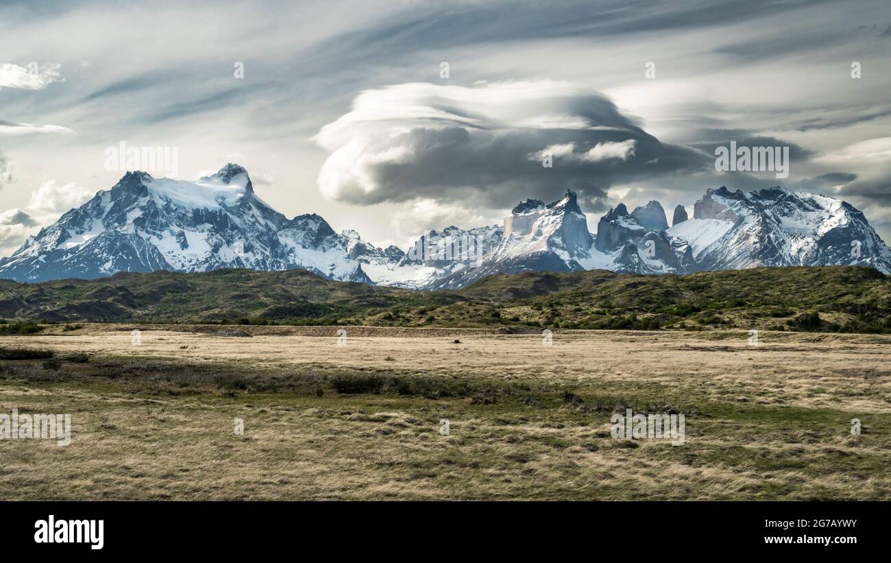 Cerro Paine Grande / Torres del Paine, Torres del Paine, Chile Stockfoto