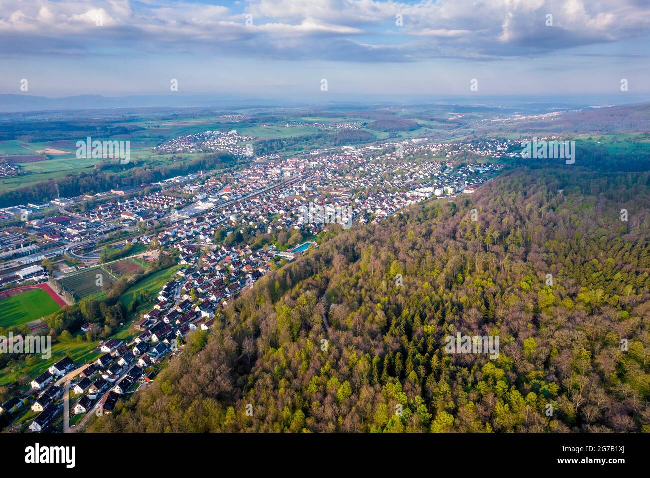 Drohnenbild, Filstal, Schwäbischer Wald, Baden-Württemberg, Deutschland Stockfoto