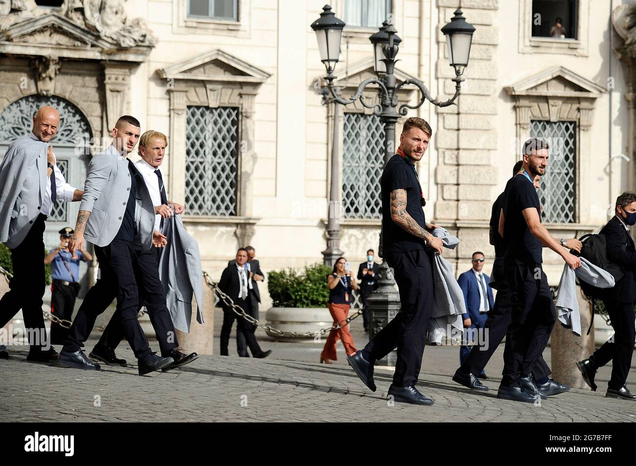 Rom, Italien. April 2021. Rom 12/07/2021 die italienische Fußballnationalmannschaft erhielt beim Quirinale von Mattarella Kredit: Unabhängige Fotoagentur/Alamy Live News Stockfoto