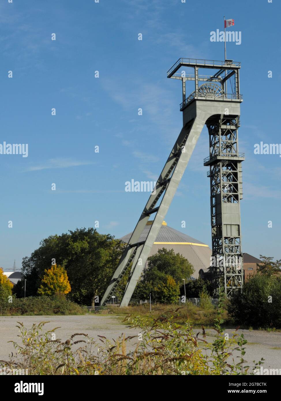 Paul-Reusch-Schacht, Wickelturm der Zeche Osterfeld, September, Oberhausen, Ruhrgebiet, Nordrhein-Westfalen, Deutschland Stockfoto