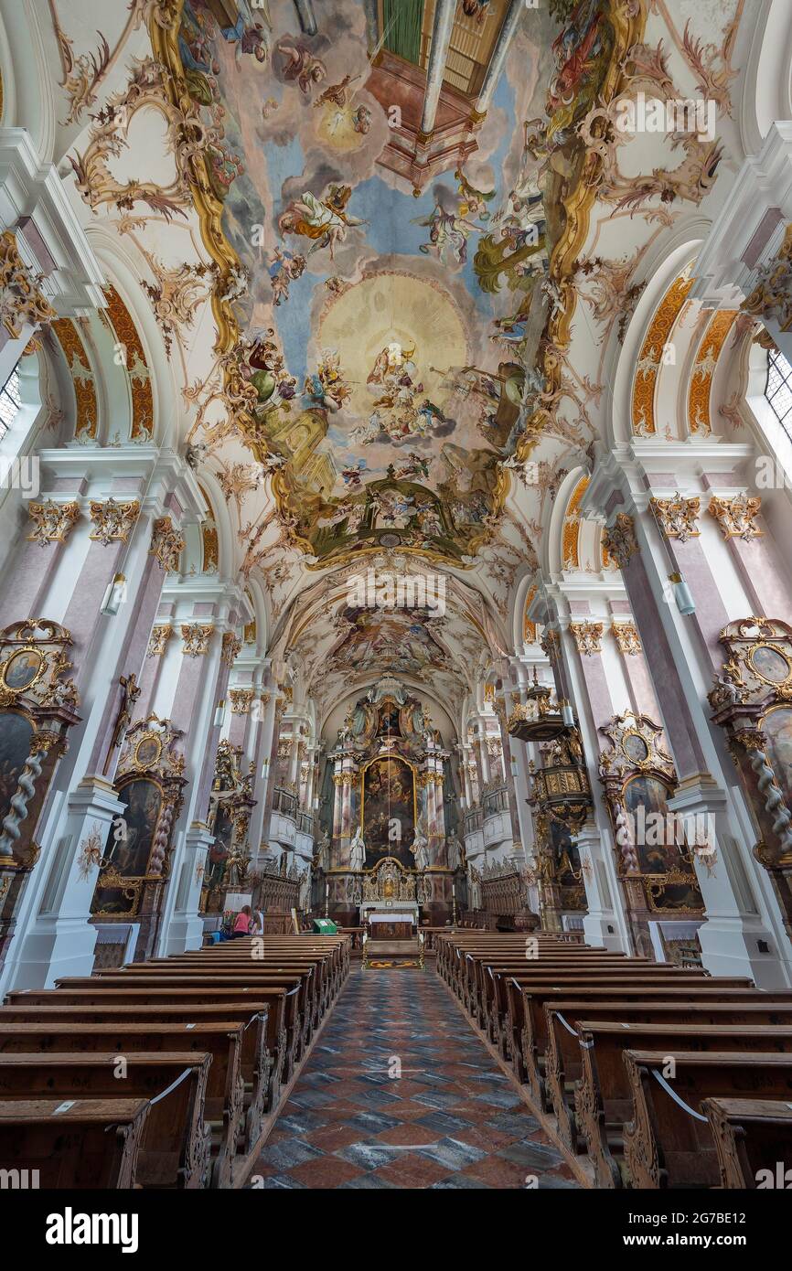 Klosterkirche St. Margaret, Kloster Baumburg, Altenmarkt, Oberbayern, Bayern, Deutschland Stockfoto