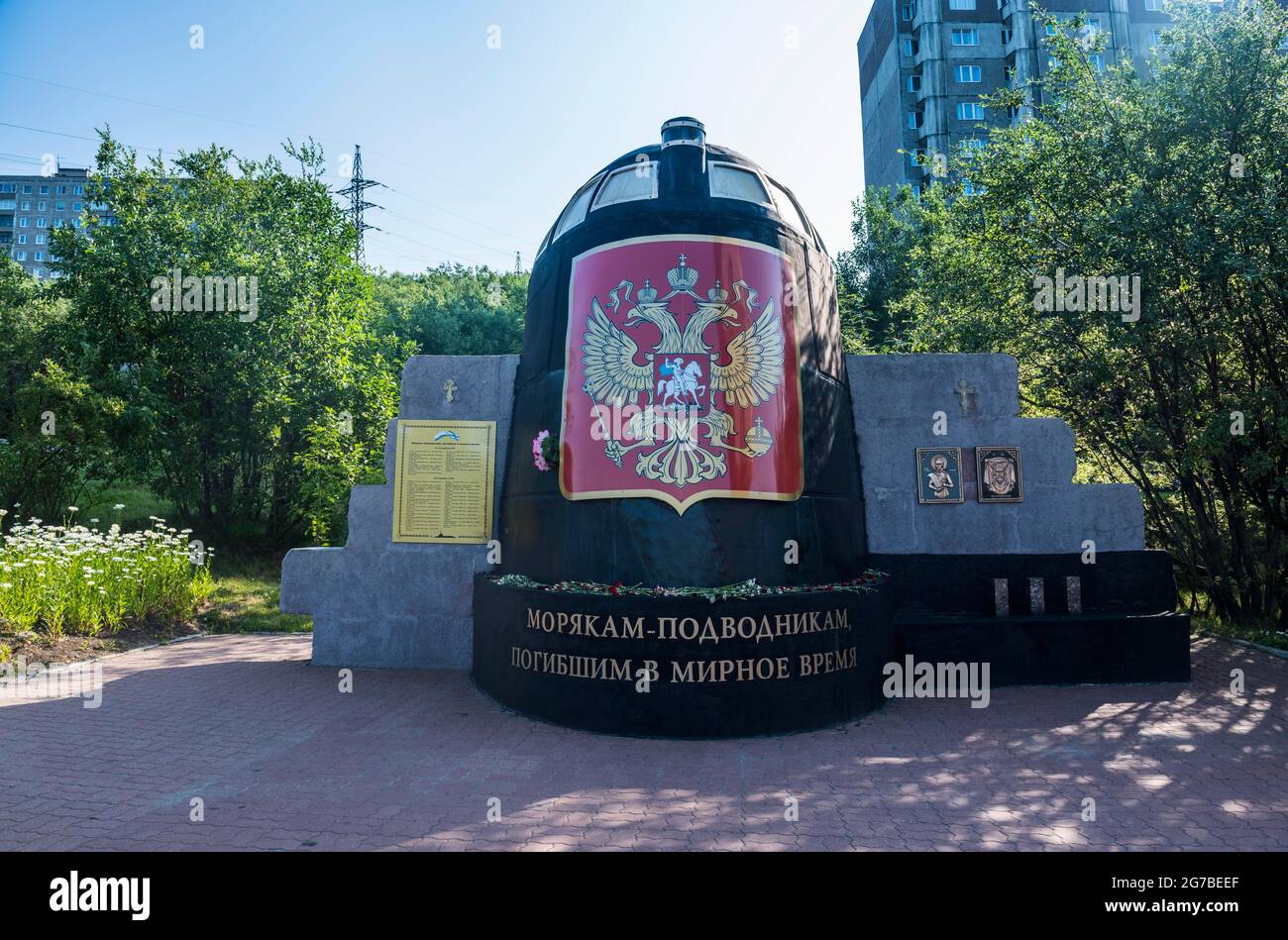 Denkmal der Matrosen der Kursk in Murmansk, Russland Stockfoto