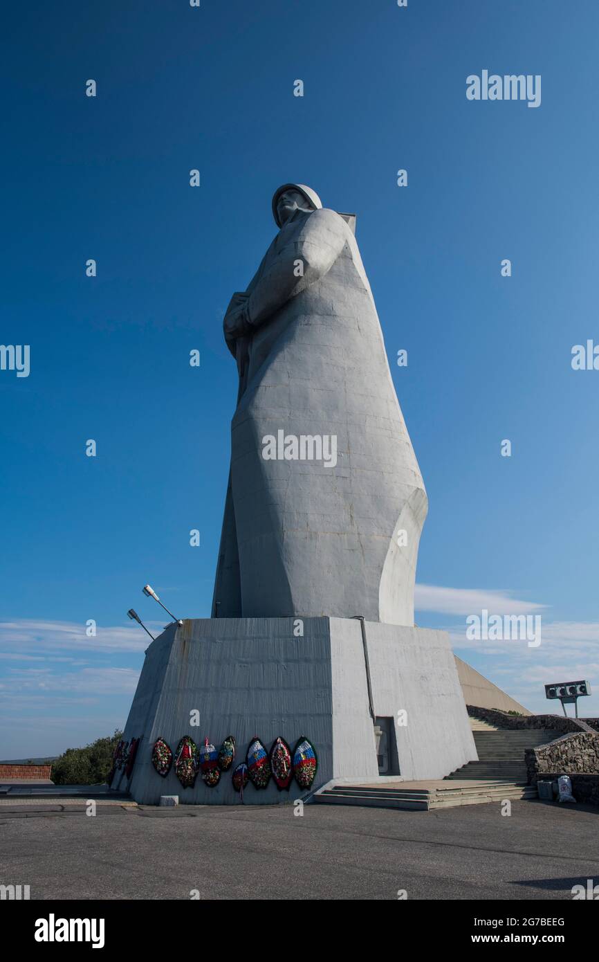 Verteidiger der sowjetischen Arktis während des Großen Vaterländischen Krieges, Aljosha-Denkmal, Murmansk, Russland Stockfoto