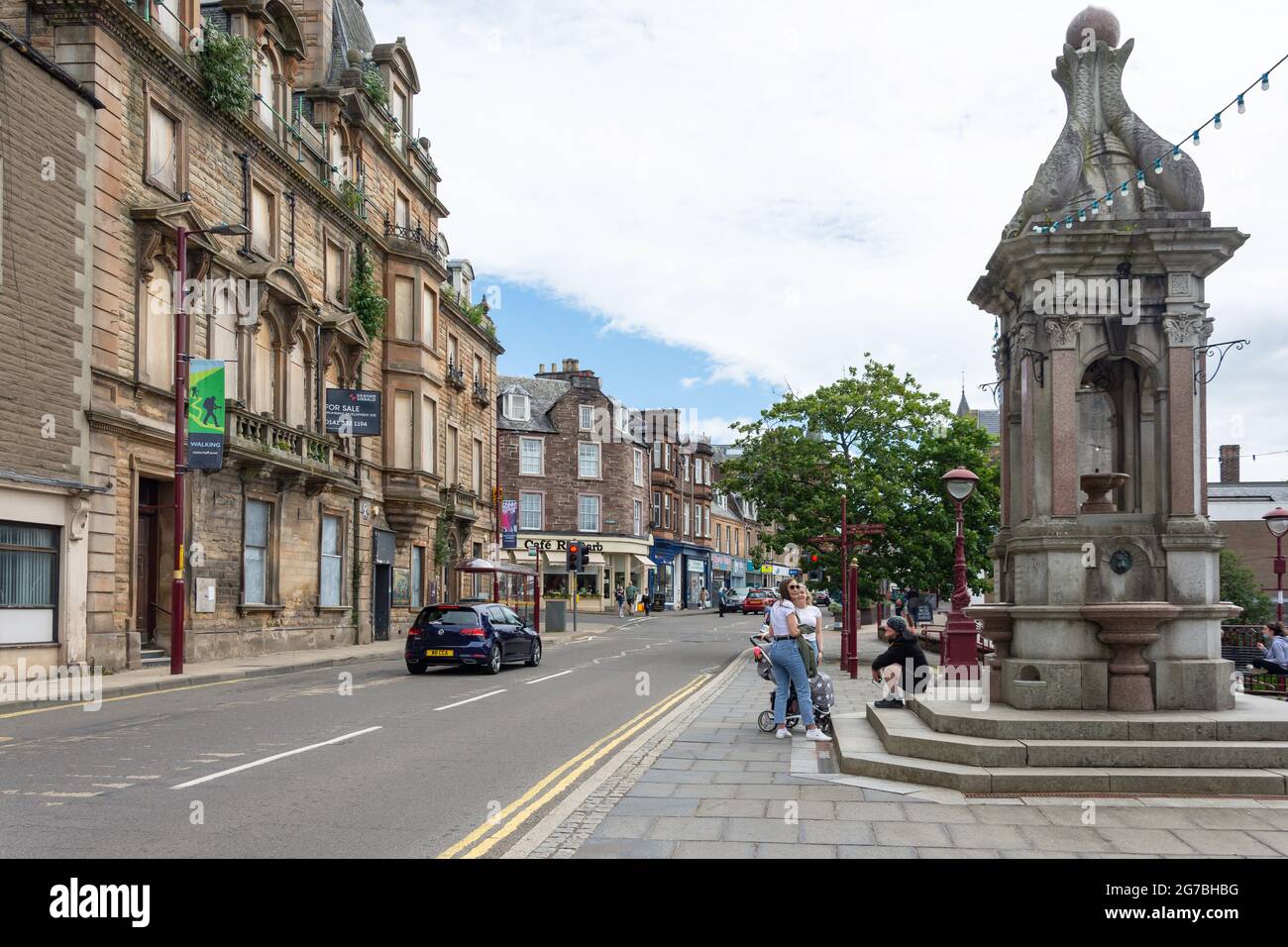 Murray Fountain, James Square, High Street, Crieff, Perth und Kinross, Schottland, Vereinigtes Königreich Stockfoto