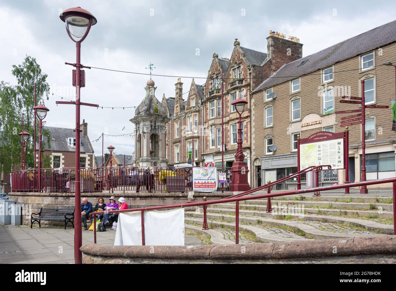 Murray Fountain, James Square, High Street, Crieff, Perth und Kinross, Schottland, Vereinigtes Königreich Stockfoto