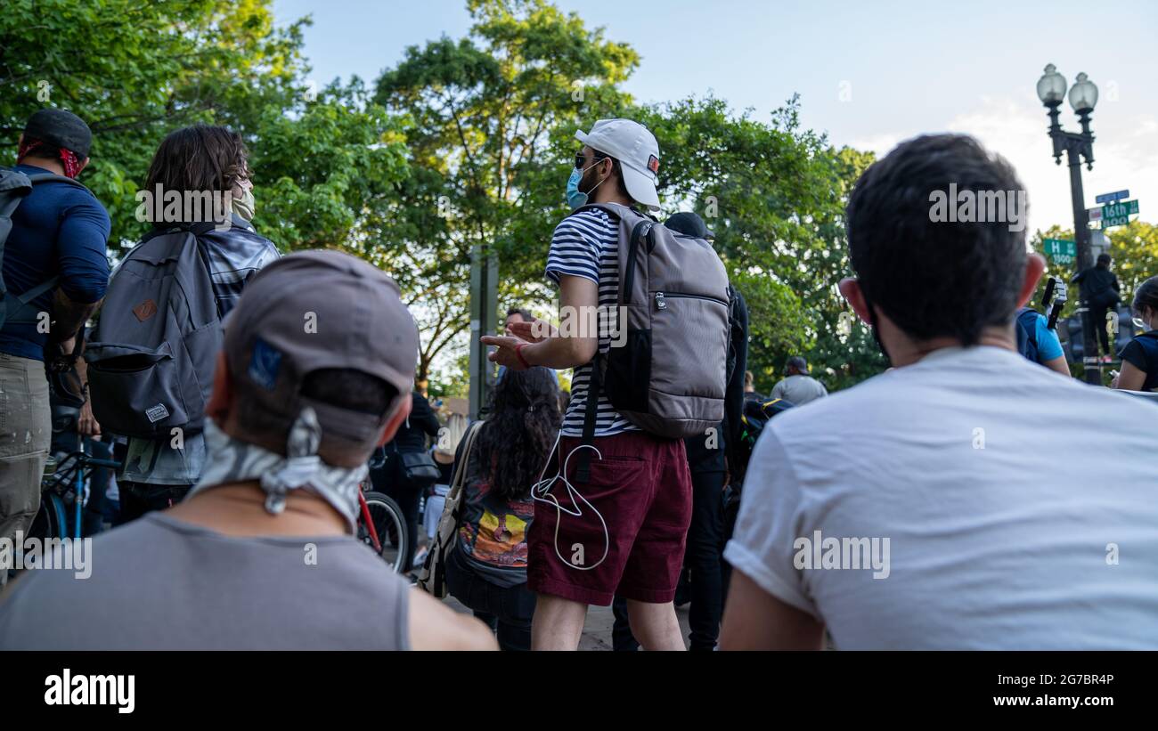 Fünfter Tag der Proteste von Black Lives Matter am 2. Juni 2020 auf dem Platz der Schwarzen Lives Matter in Washington DC Stockfoto