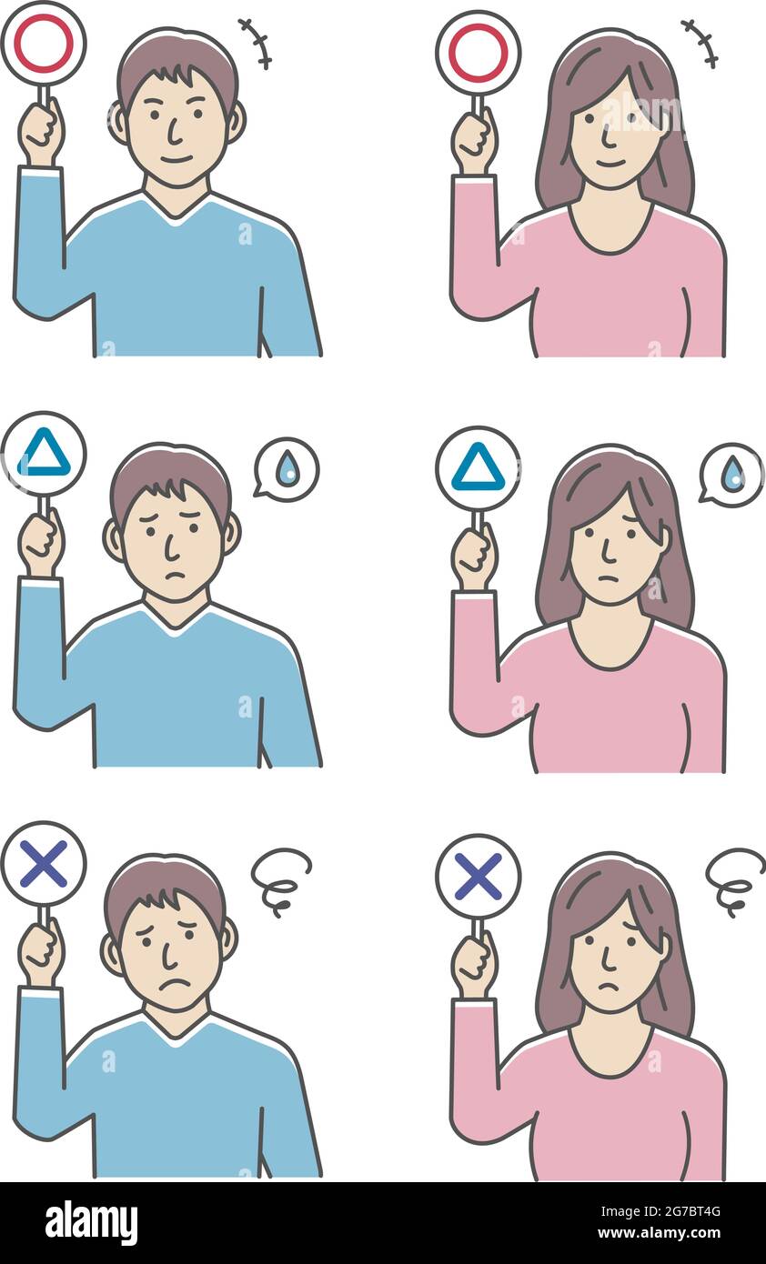 Junge Person mit Plakaten Illustration Set ( Oberkörper ) Stock Vektor