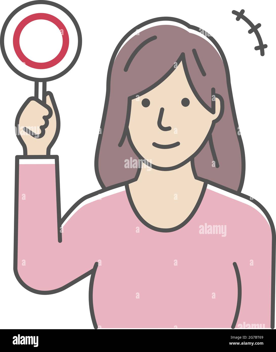 Junge Frau zeigt Plakate Abbildung ( leere Marke | OK-Marke in Japan ) Stock Vektor