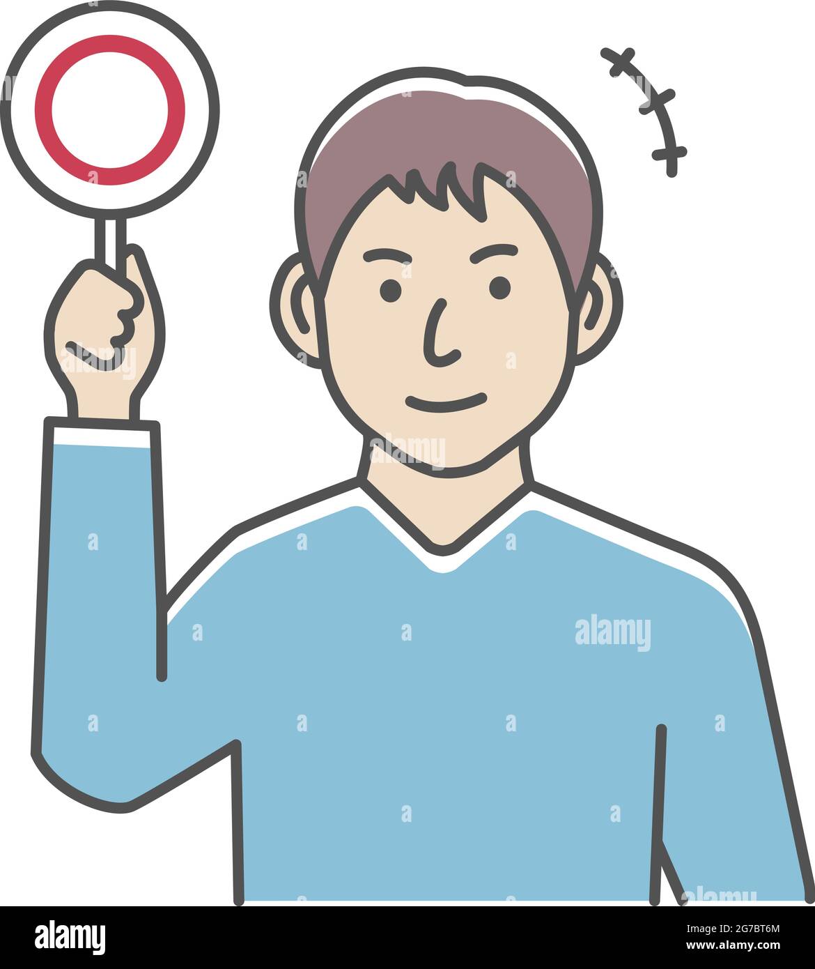 Junger Mann mit Plakaten-Illustration ( leere Markierung | OK-Markierung in Japan ) Stock Vektor