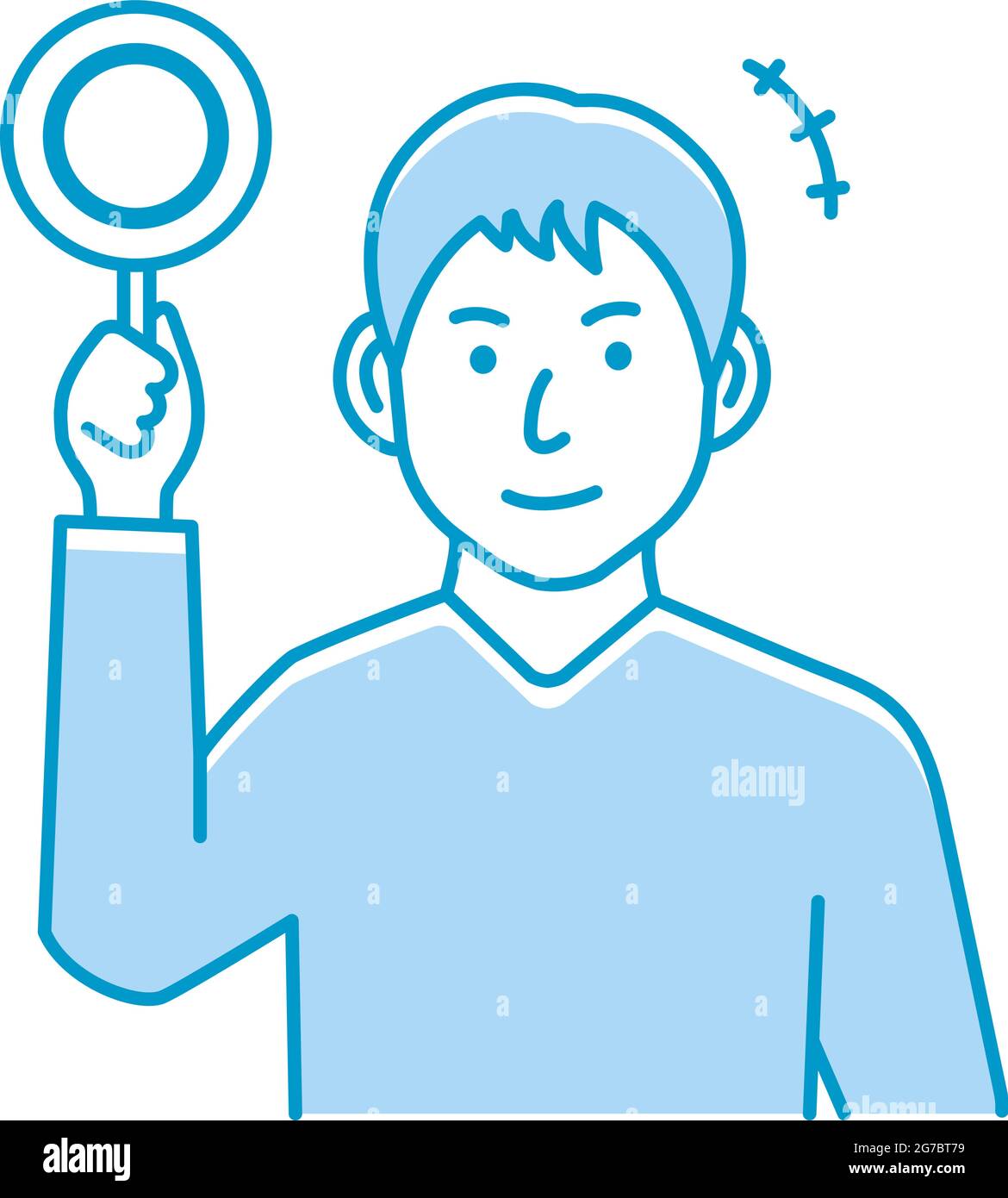 Junger Mann mit Plakaten-Illustration ( leere Markierung | OK-Markierung in Japan ) Stock Vektor