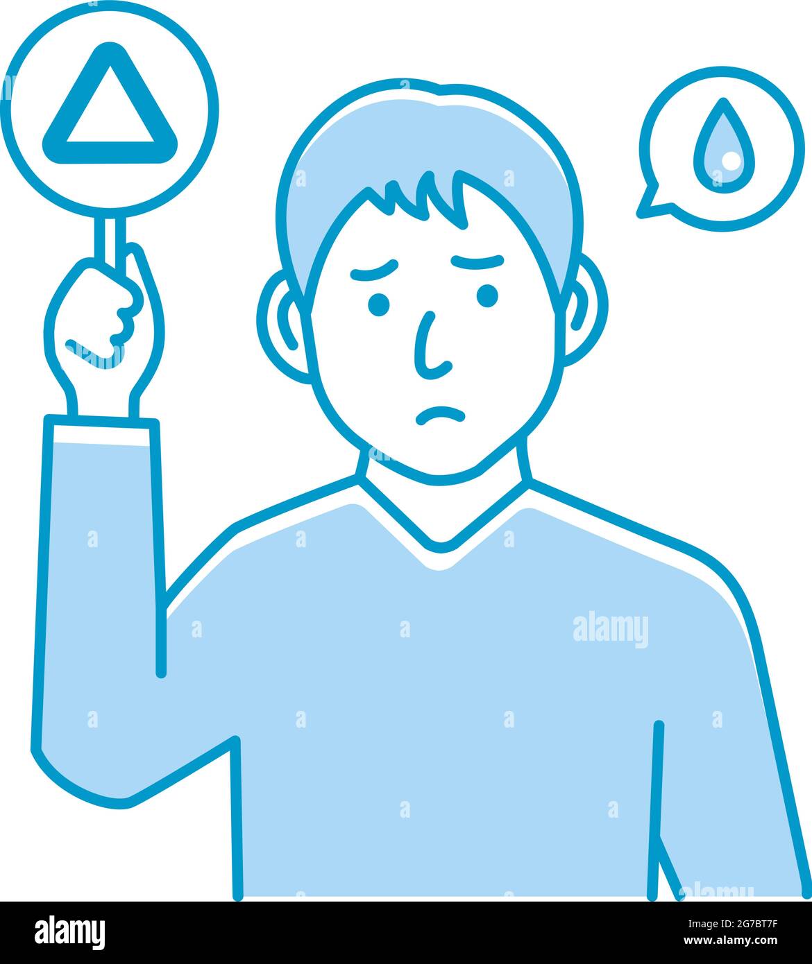 Junger Mann zeigt Plakate Illustration ( Dreieck Marke ) Stock Vektor