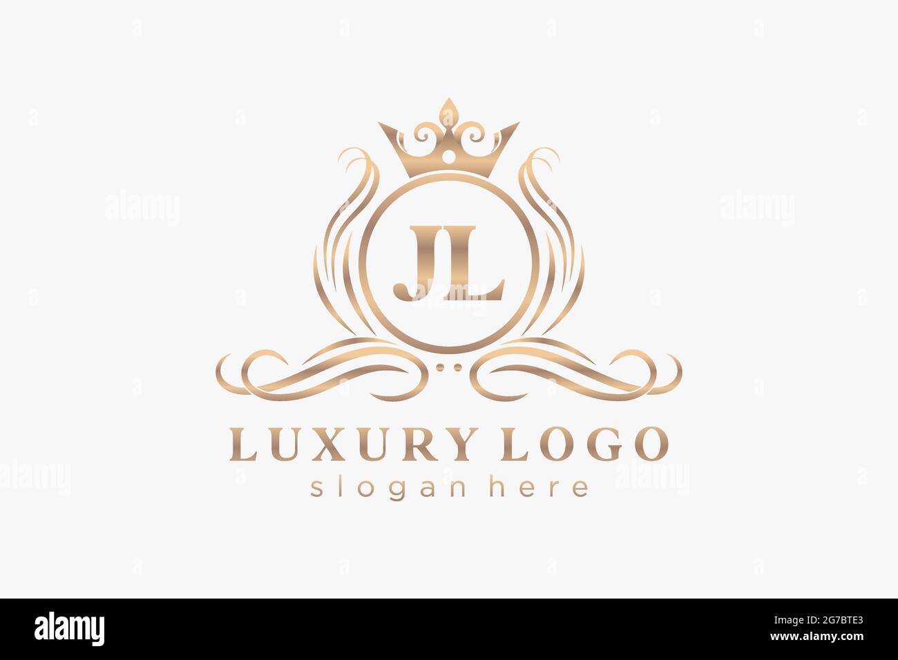 JL Letter Royal Luxury Logo Vorlage in Vektorgrafik für Restaurant, Royalty, Boutique, Cafe, Hotel, Heraldisch, Schmuck, Mode und andere Vektor illustrr Stock Vektor