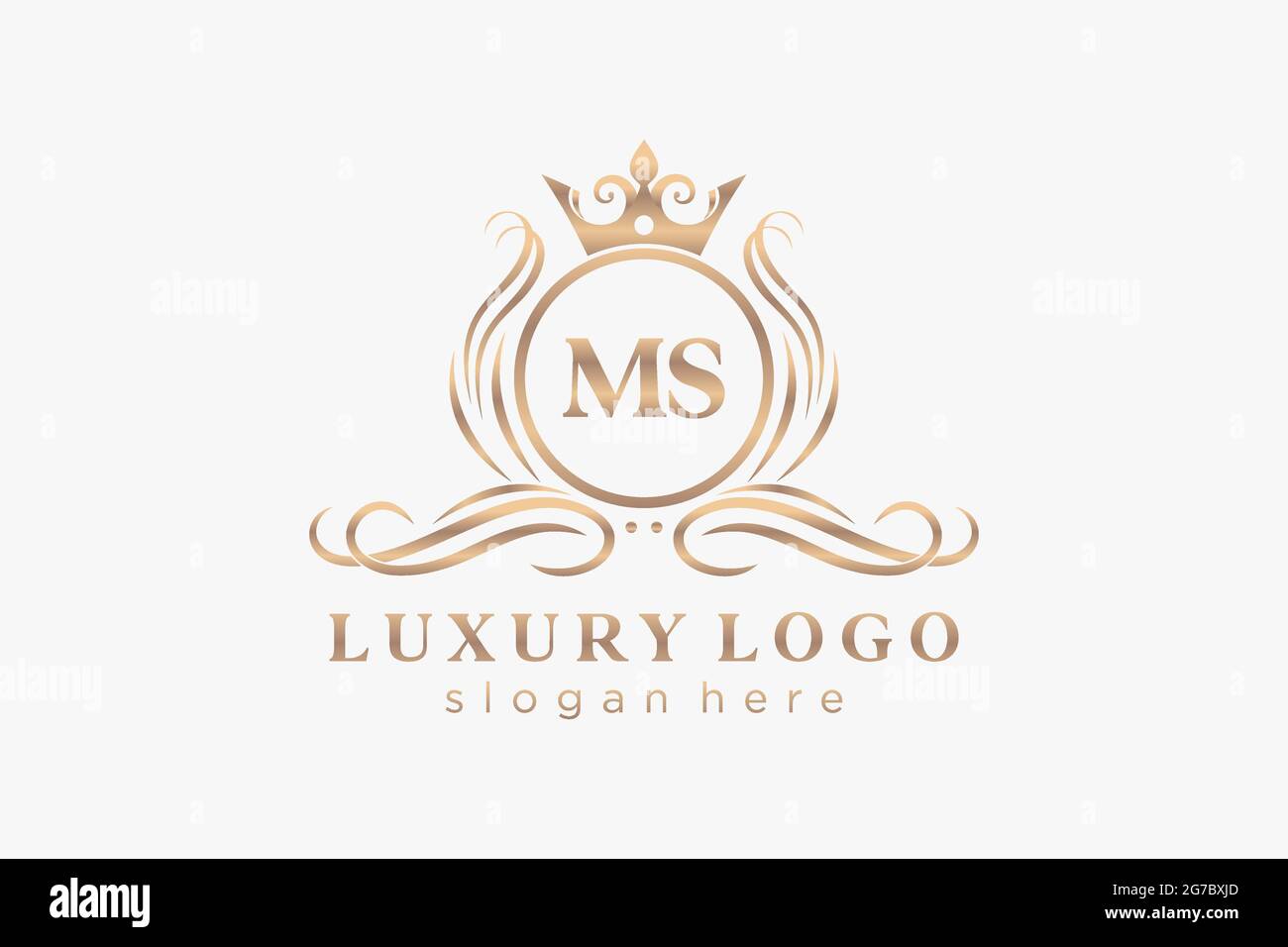 MS Letter Royal Luxury Logo Vorlage in Vektorgrafik für Restaurant, Royalty, Boutique, Cafe, Hotel, Heraldisch, Schmuck, Mode und andere Vektor illustrr Stock Vektor