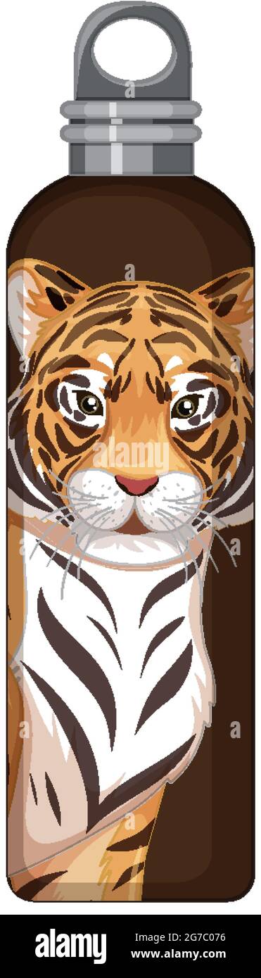 Eine braune Thermosflasche mit Tiger-Muster-Abbildung Stock-Vektorgrafik -  Alamy