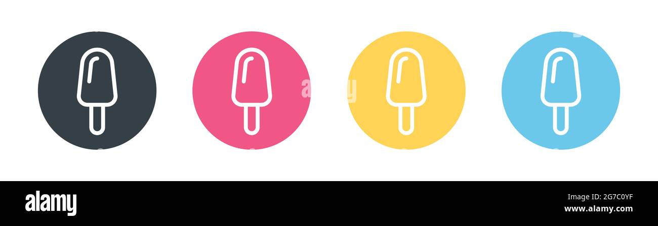Popsicle-Symbol. Set aus farbenfrohem Eis auf Holzstäbchen. Stock Vektor