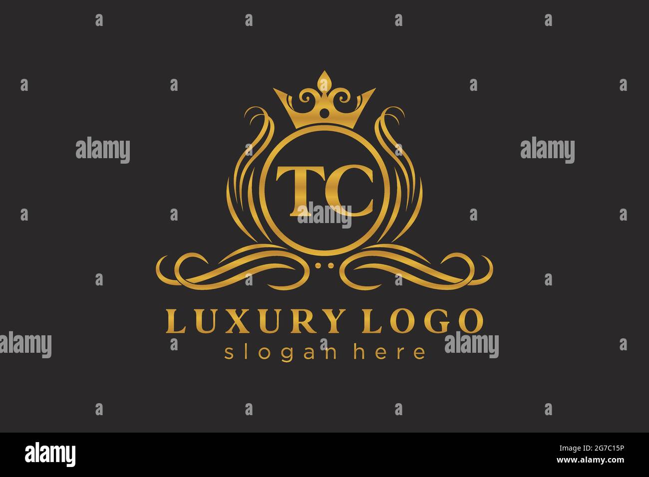 TC Letter Royal Luxury Logo Vorlage in Vektorgrafik für Restaurant, Royalty, Boutique, Cafe, Hotel, Heraldisch, Schmuck, Mode und andere Vektor illustrr Stock Vektor