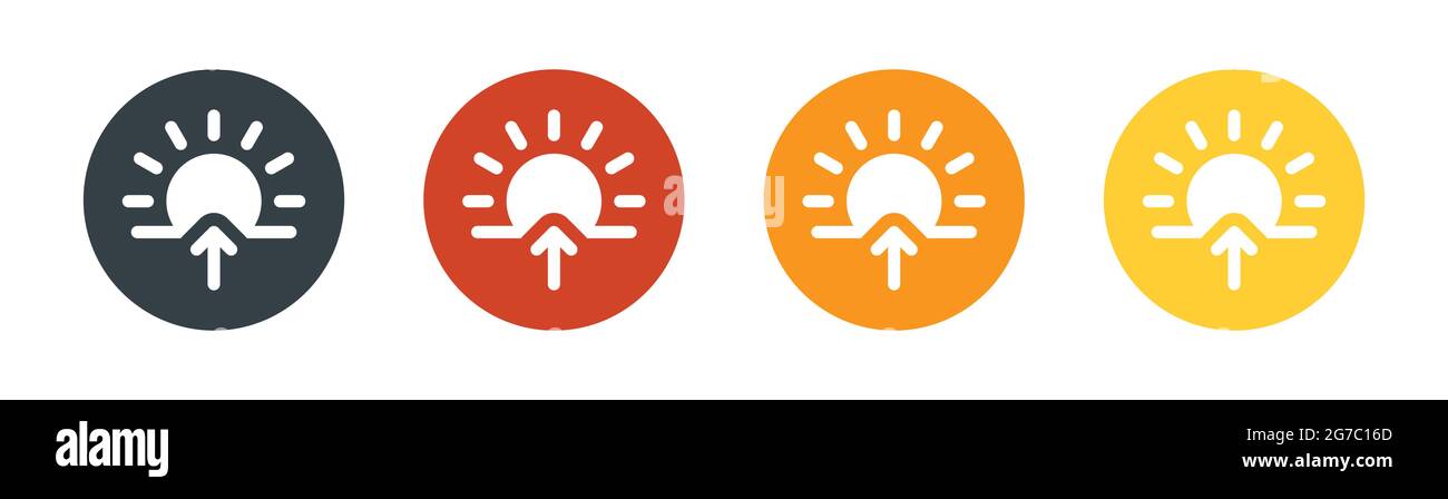 Symbolvektor für Sonnenaufgang oder Sonnenaufgang. Morgenkonzept. Stock Vektor