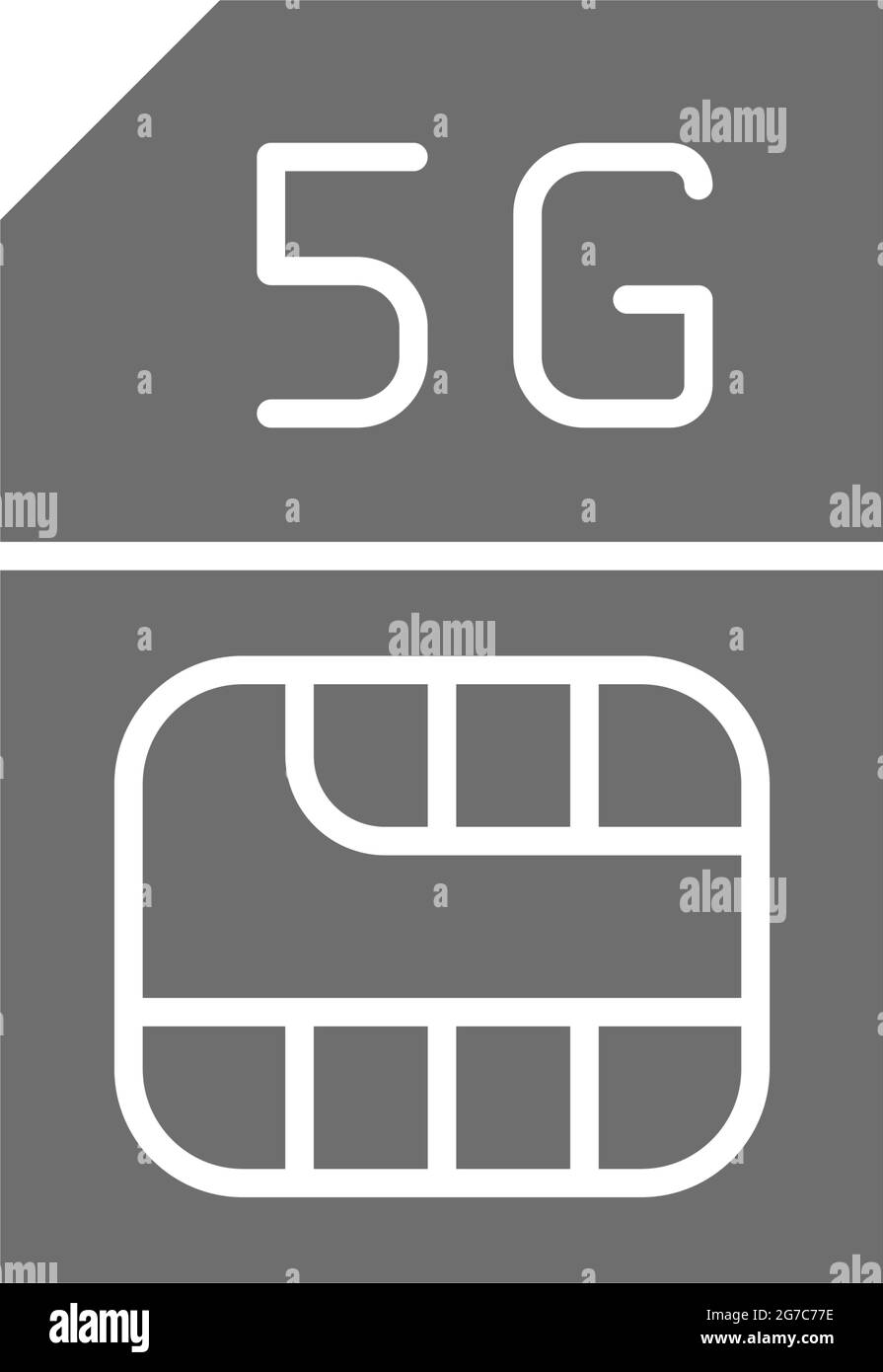 SIM-Karte mit grauem Symbol für schnelles 5G-Internet. Stock Vektor