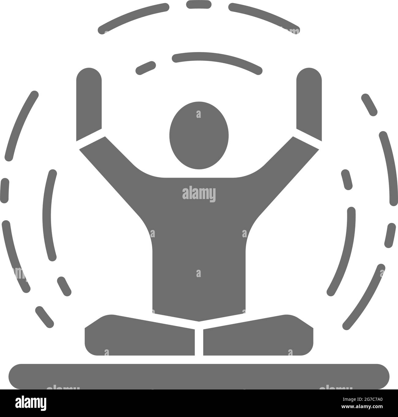 Vektormeditation, Yoga, Lotus Position graues Symbol. Stock Vektor