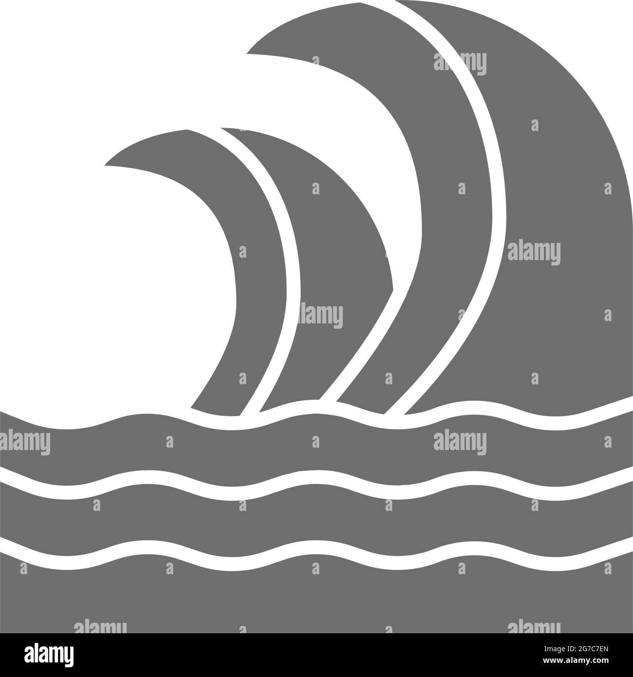 Symbol für Wellen, Meer, Meeresgrau. Isoliert auf weißem Hintergrund Stock Vektor