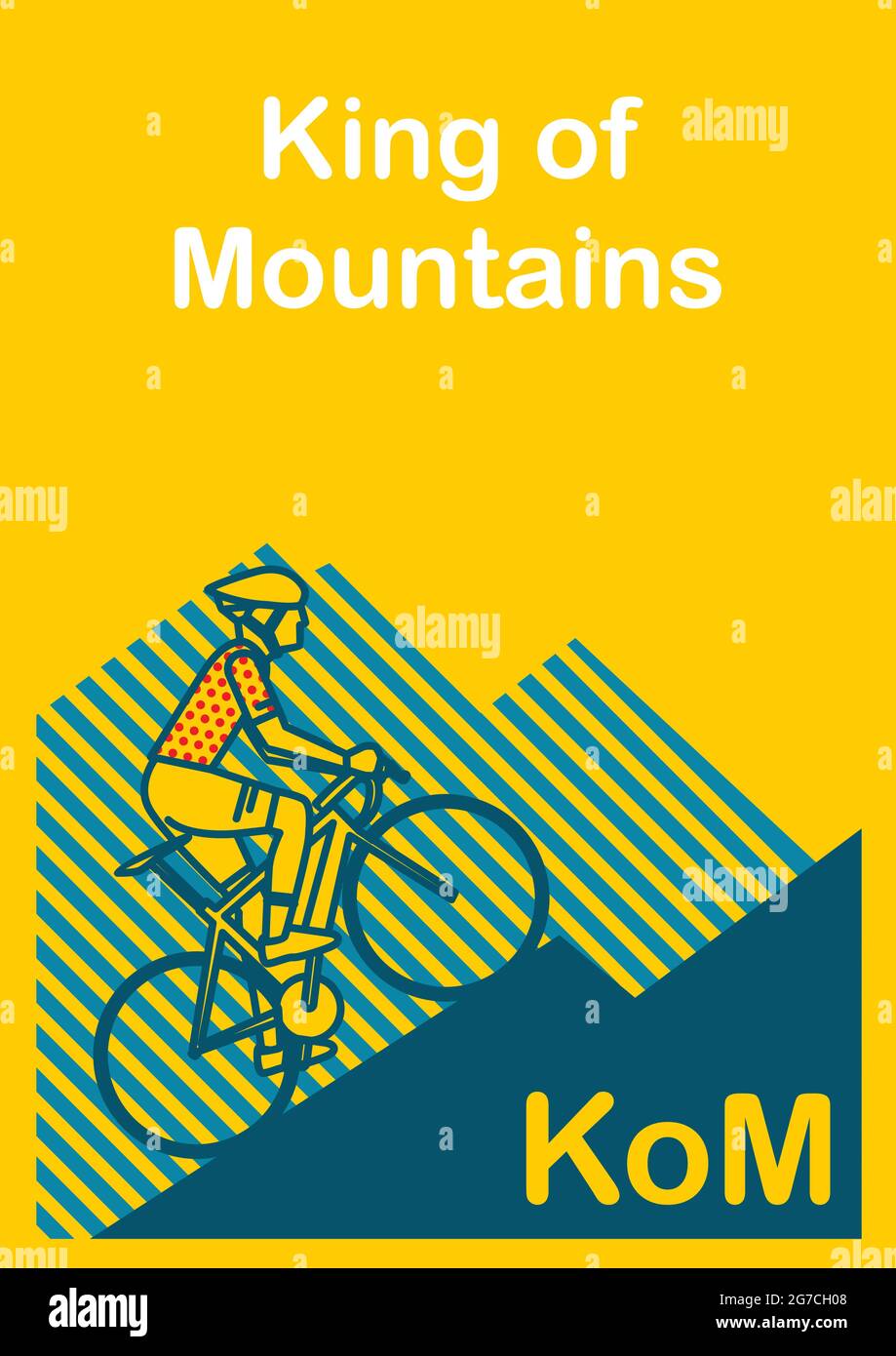 König der Berge (Kom). Beste Straße Radfahren Bergsteiger. Radfahrer Clibing Vintage Poster Vektor-Illustration Stock Vektor