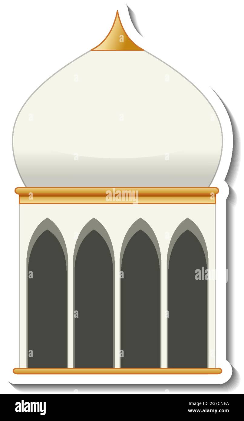 Eine Stickervorlage mit isolierter Abbildung des Moschee-Gebäudes Stock Vektor